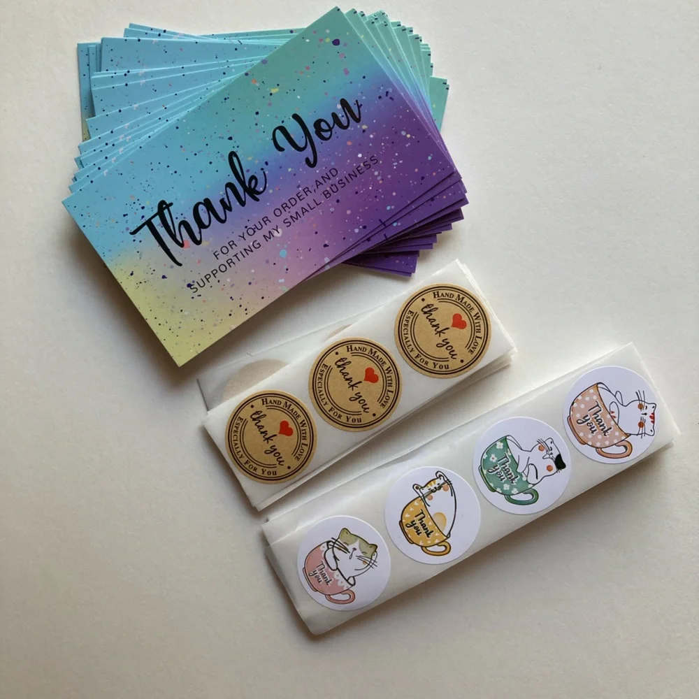 90 Pieces 25 Thank You Cards 25 Hand Made Stickers 40 Thank You Stickers